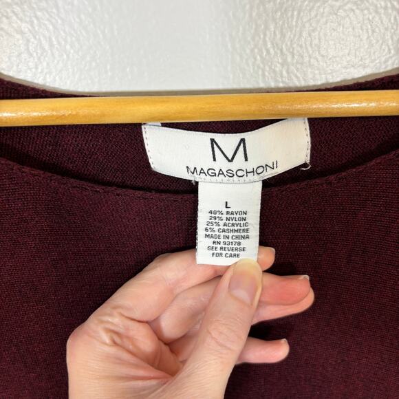 Magaschoni Burgundy Cashmere Blend Knit Top Minimalist Fall Classic Deep Autumn - Picture 6 of 7
